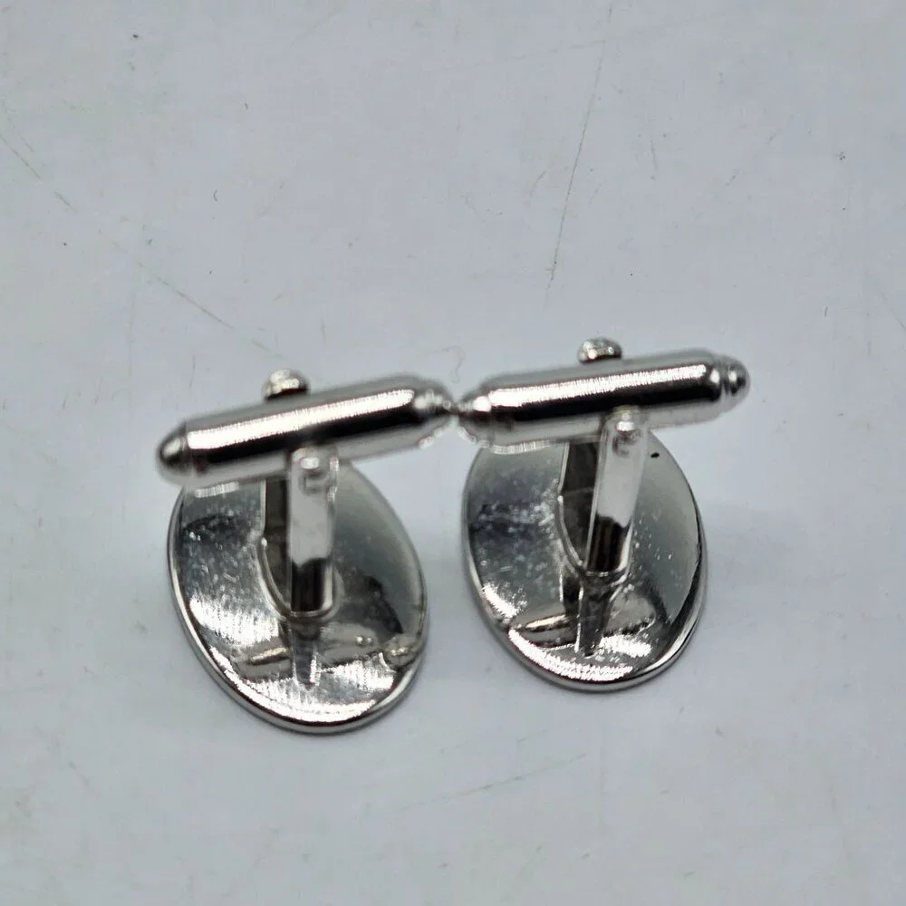 Silver Monogrammed P Oval Cufflinks Vintage Mid Century